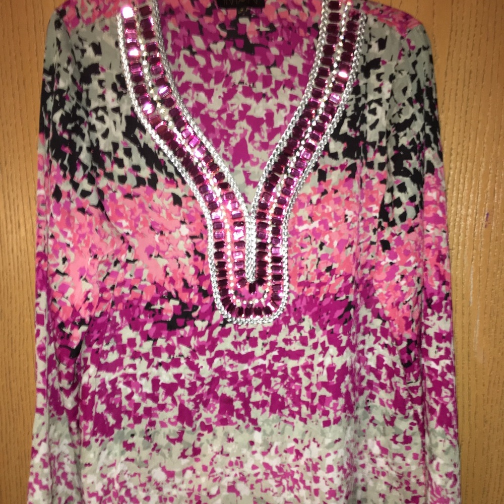 Gorgeous embellished flowy pink and black